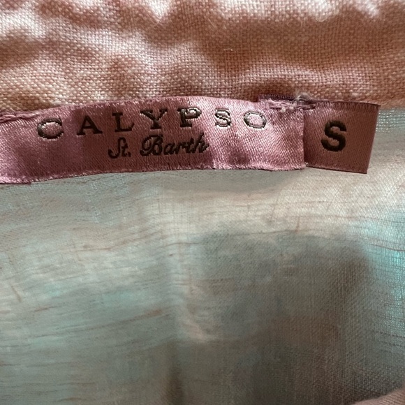 Calypso St. Barth light pink linen button-up lightweight shirt S beach old money - Picture 4 of 9